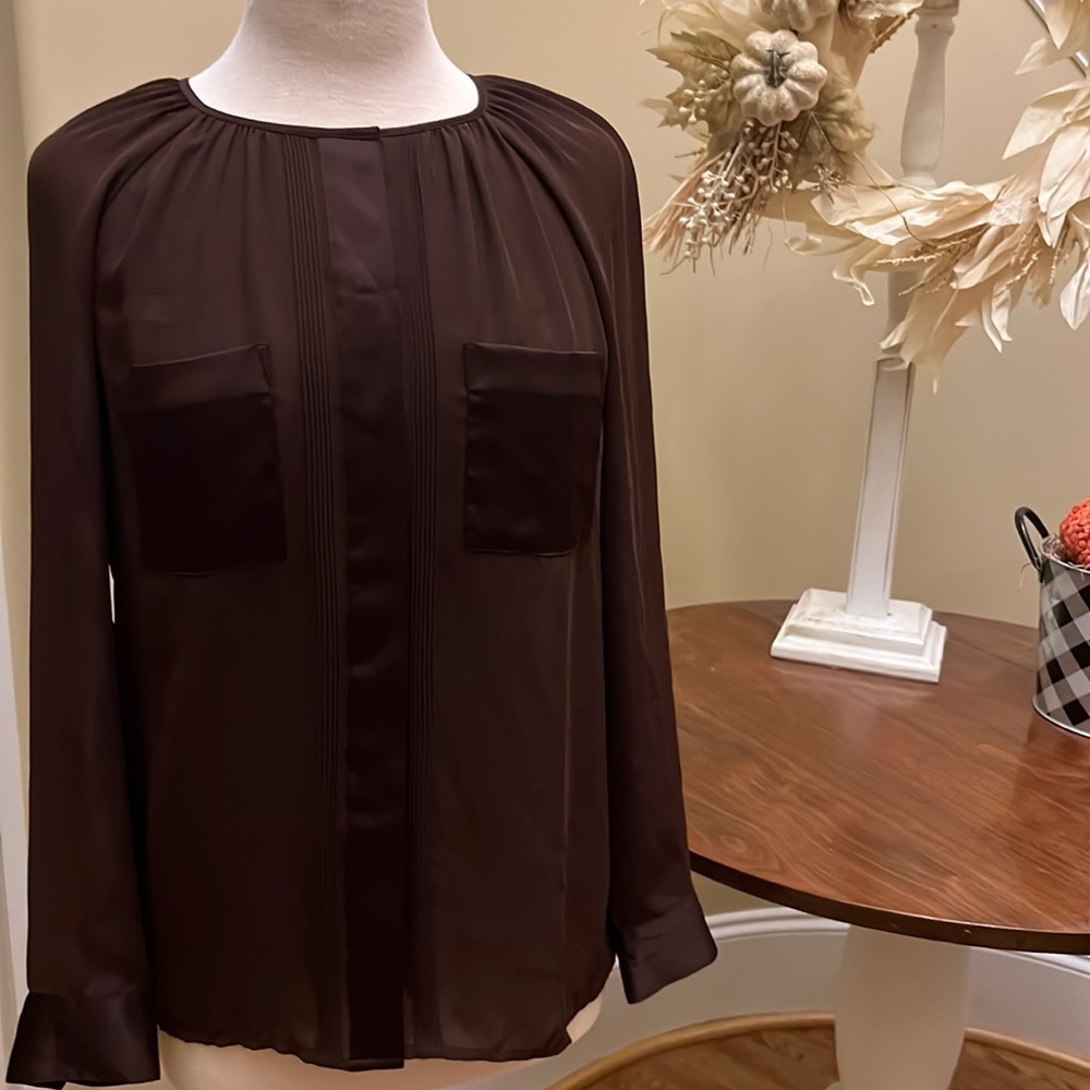 Ann Taylor sheer brown blouse, size 4 🍁 fall